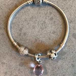 Pandora Sterling Silver Bracelet with 3 Charms